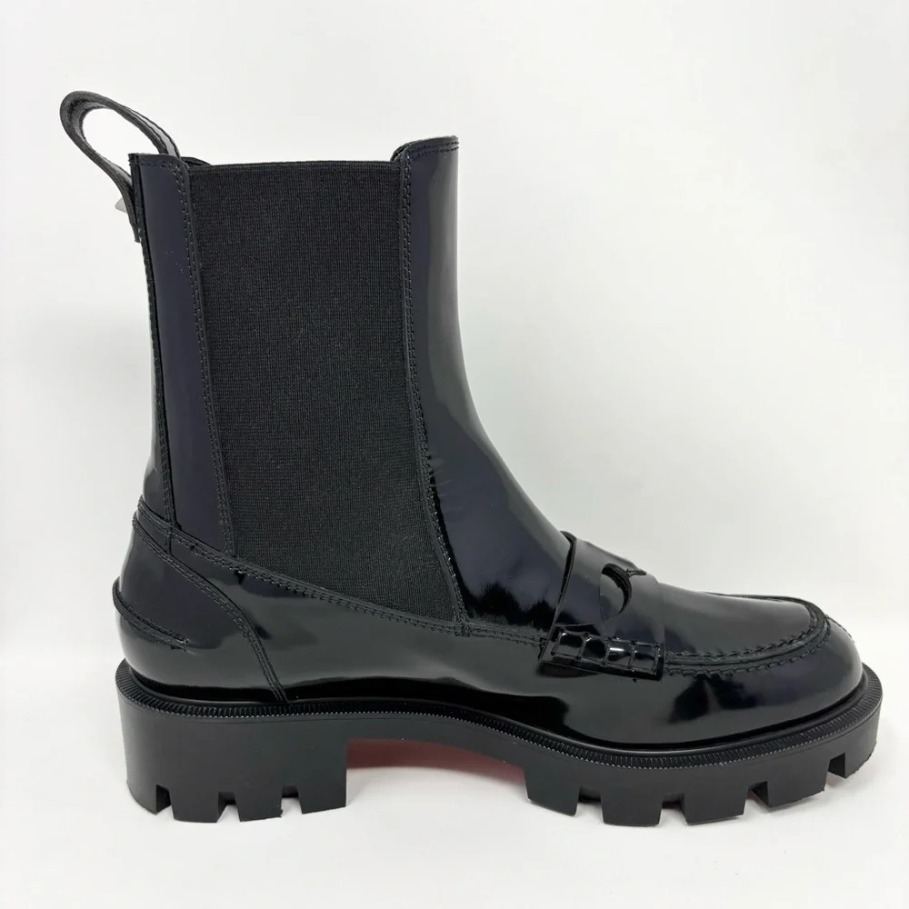 Christian Louboutin Montezu Chelsea Boots Black Brushed Leather Size 37 (US 7)